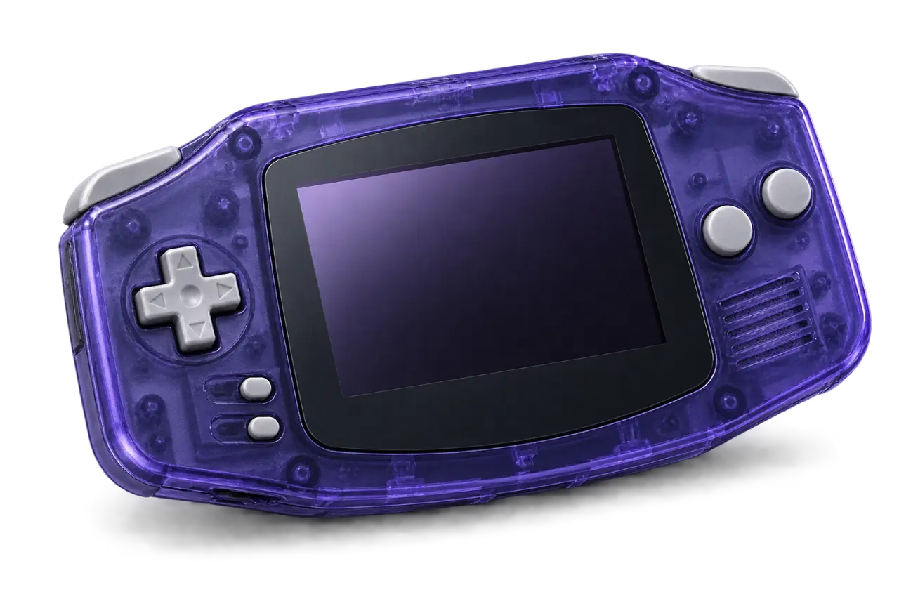 Translucent violet handheld console illustration